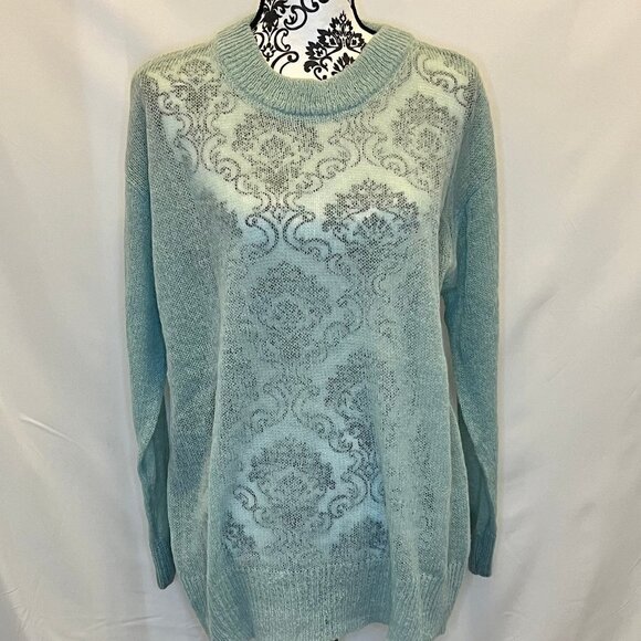 Ultra Fine Round Neck Wool Sweater - Seafoam - Picture 4 of 9